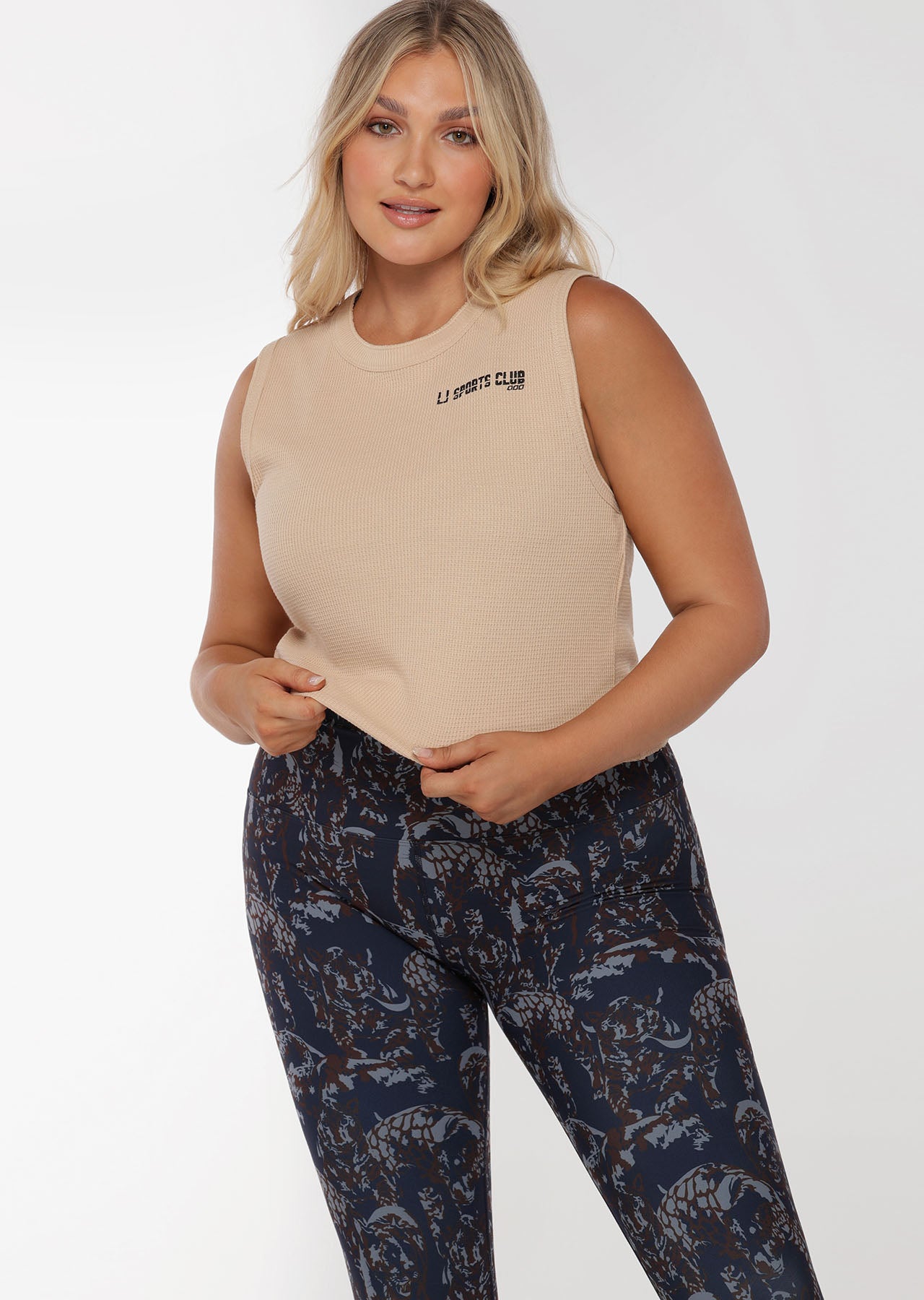 Lorna Jane Down Time Cropped Tank - Almond