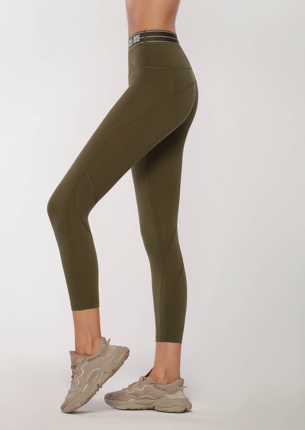 Lorna Jane Faster Ankle Biter Leggings - Dark Khaki