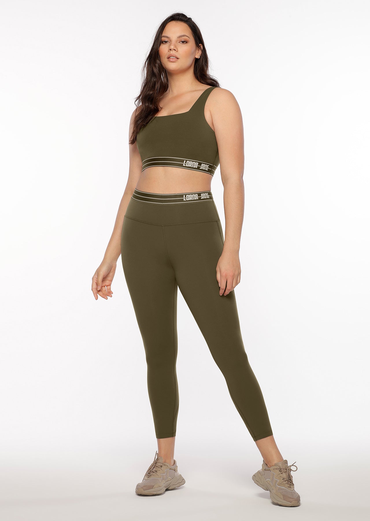 Lorna Jane Faster Ankle Biter Leggings - Dark Khaki