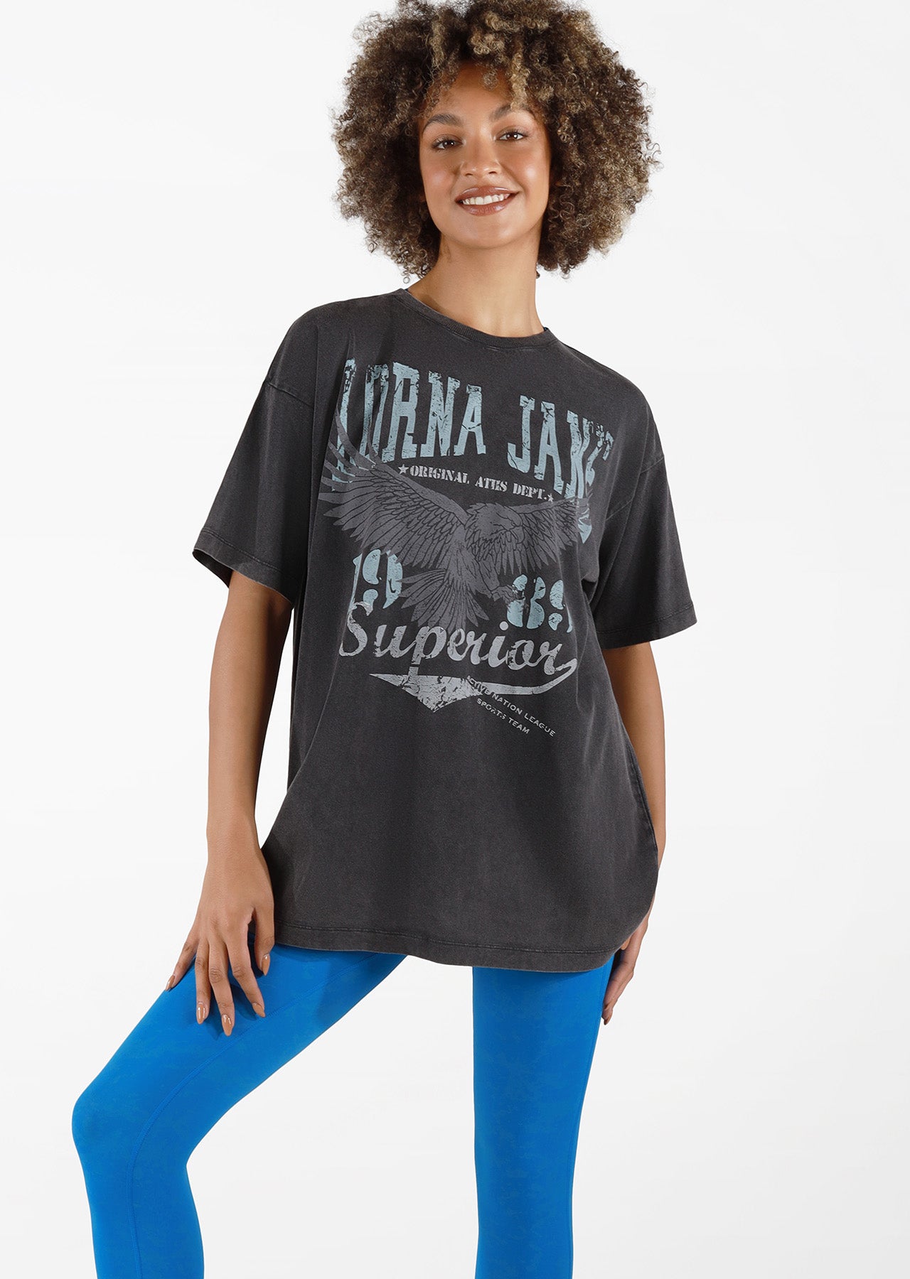 Lorna Jane Fly High Oversized Tee - Washed Black