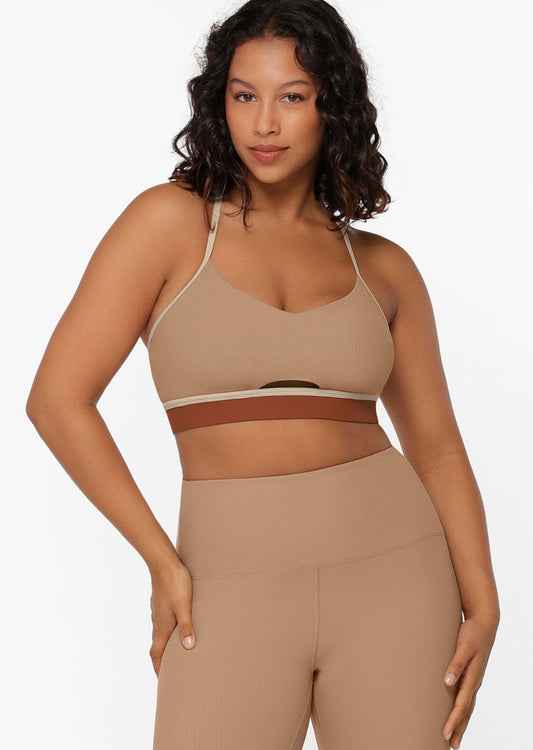 Lorna Jane Grounded Rib Sports Bra - Walnut