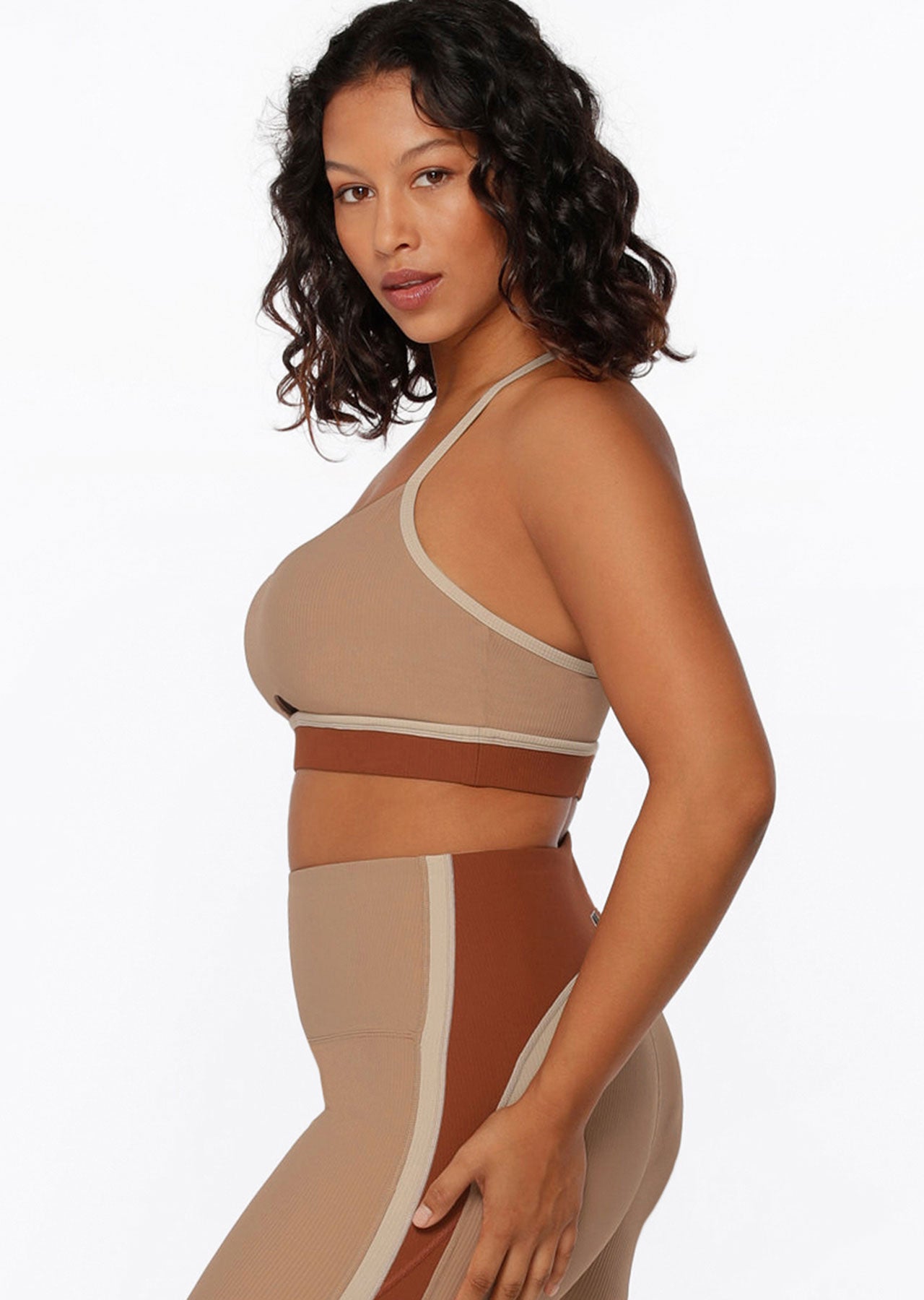 Lorna Jane Grounded Rib Sports Bra - Walnut