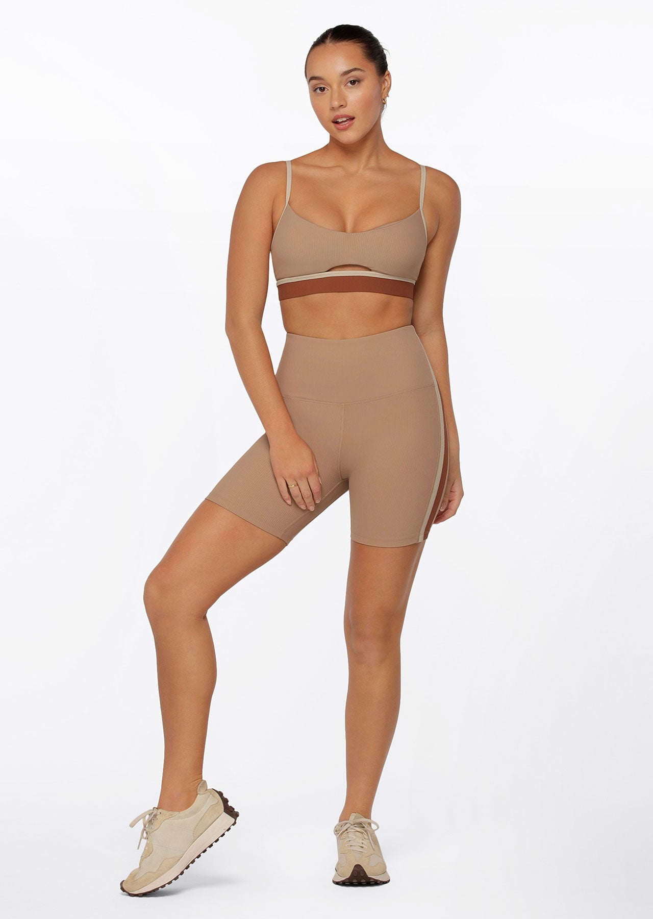 Lorna Jane Grounded Rib Sports Bra - Walnut