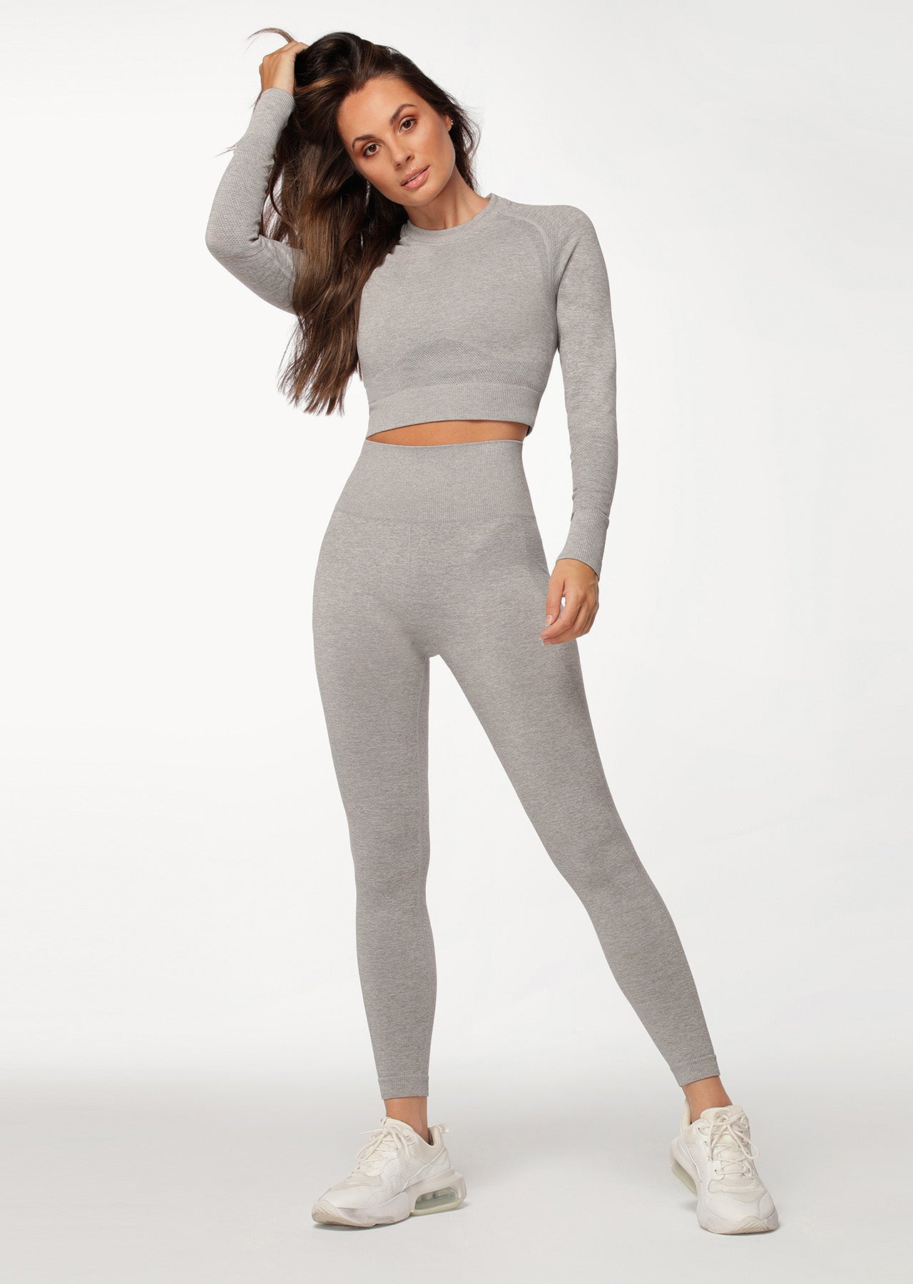 Lorna Jane Gym Bunny Seamless Full Length Leggings - Mid Grey Marl