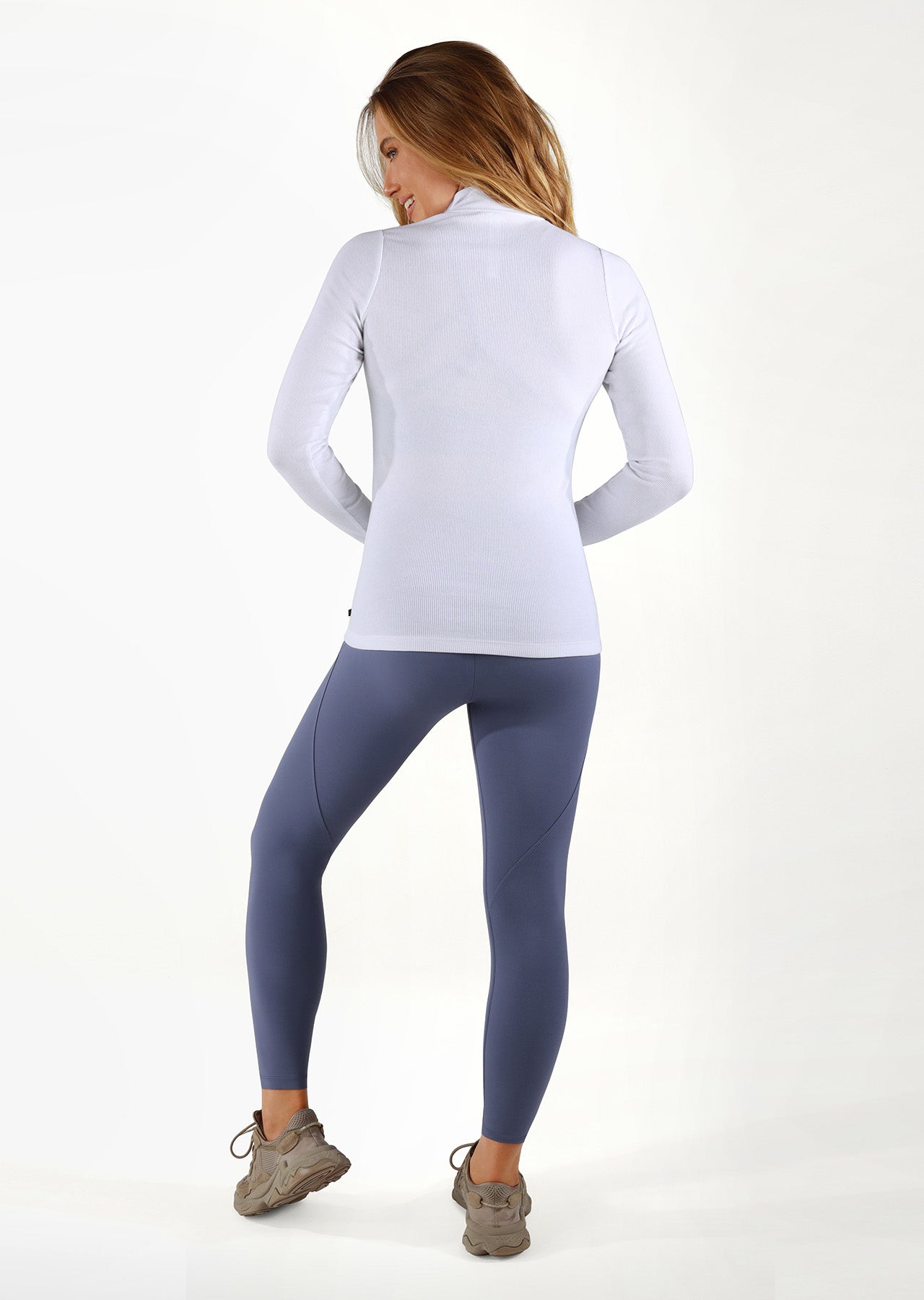 Lorna Jane Half Zip Iconic Long Sleeve Top - White