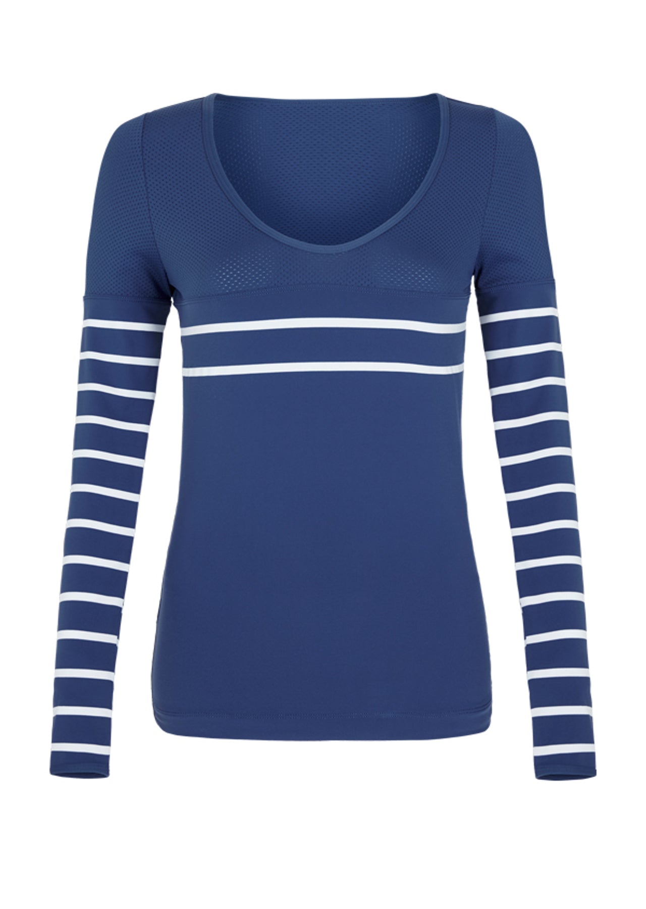Lorna Jane Hampton L/Slv Excel Top - Indigo/White