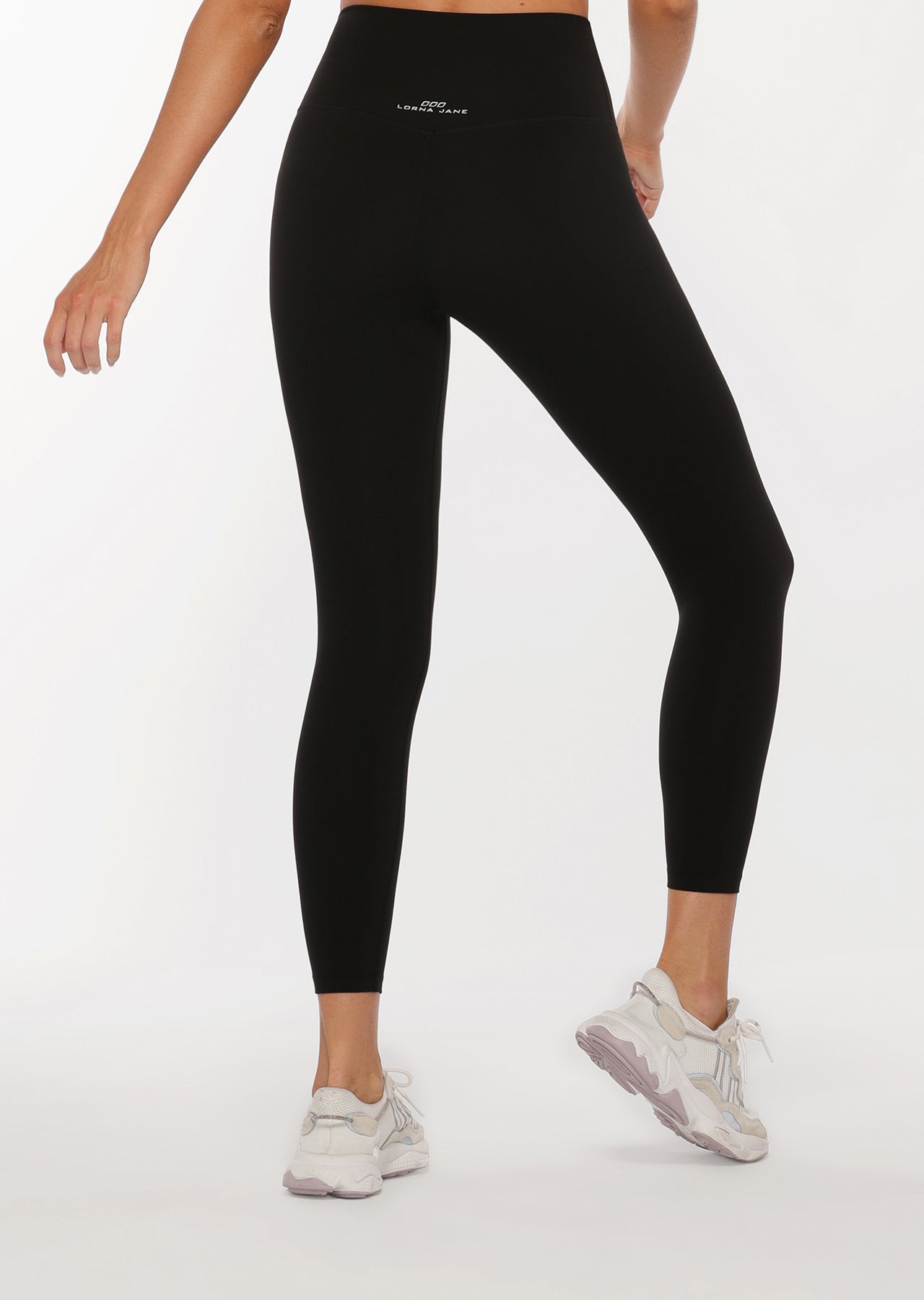 Lorna Jane Hi-Fold Lotus Ankle Biter Leggings - Black