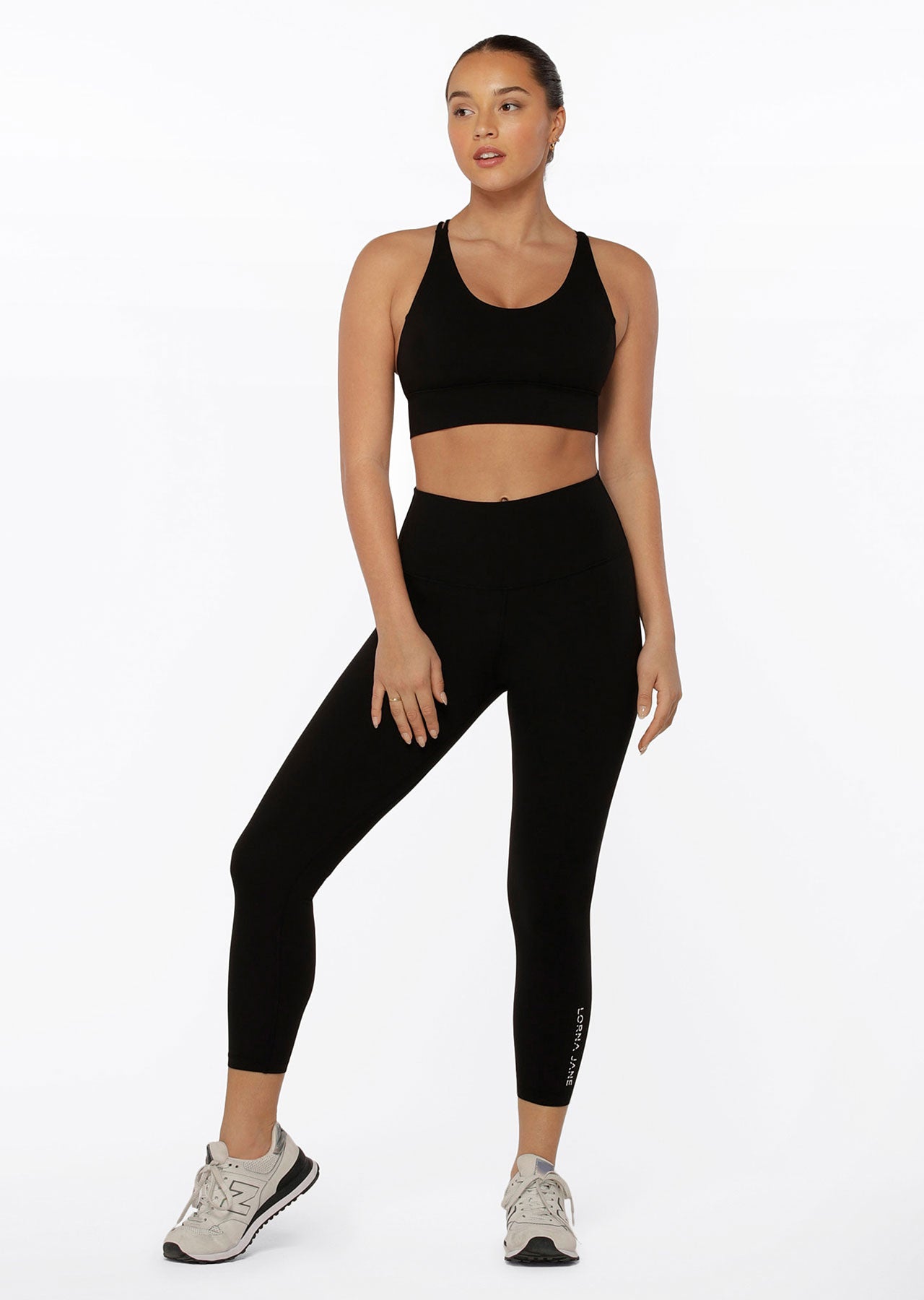 Lorna Jane Hi-Fold Lotus Ankle Biter Leggings - Black