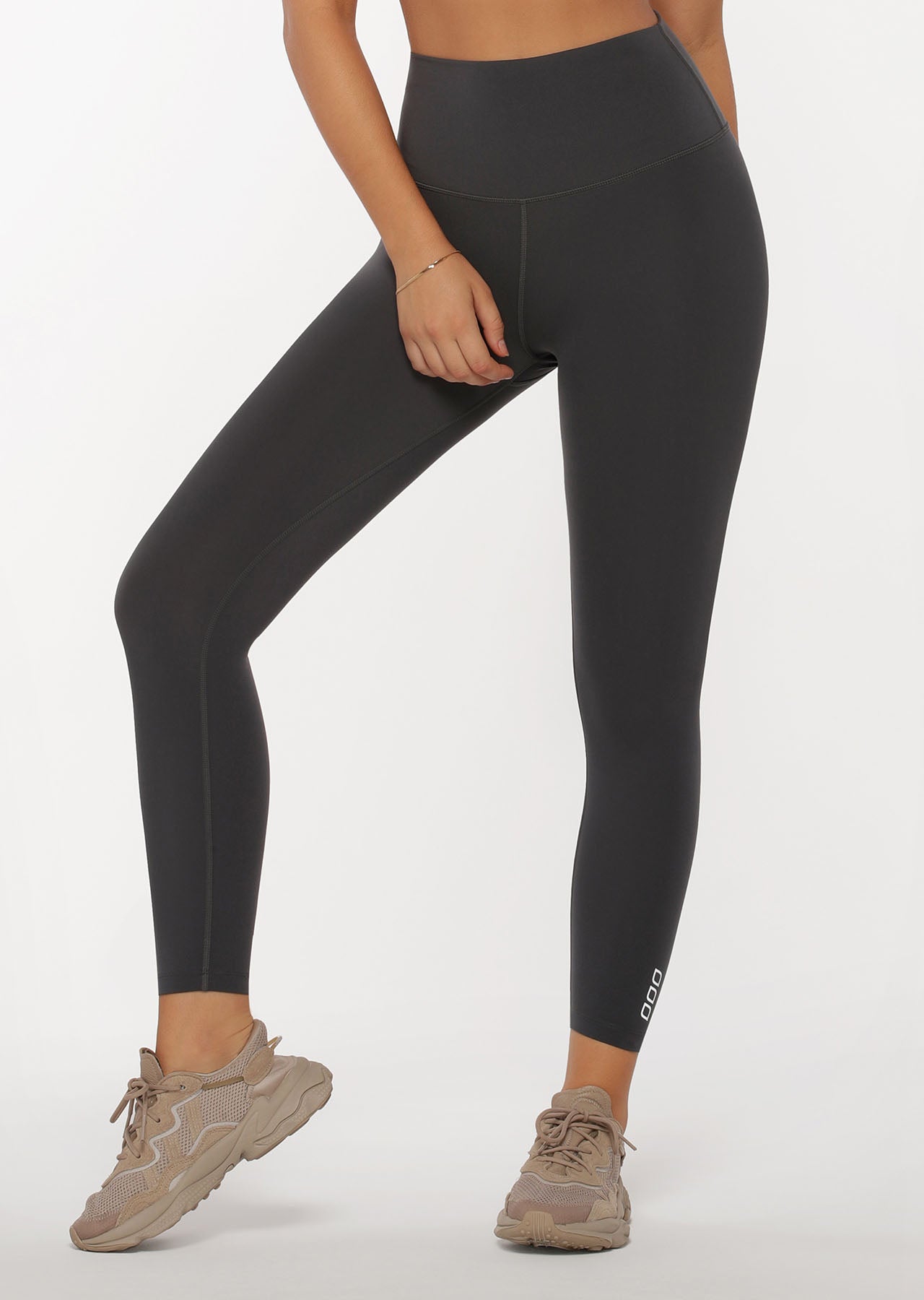 Lorna Jane Hi-Fold Lotus Ankle Biter Leggings - Titanium