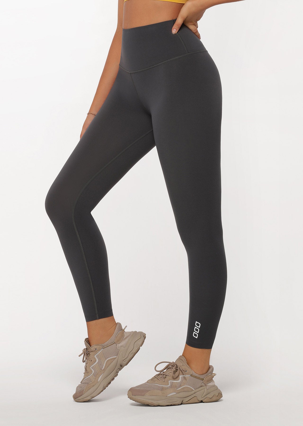 Lorna Jane Hi-Fold Lotus Ankle Biter Leggings - Titanium