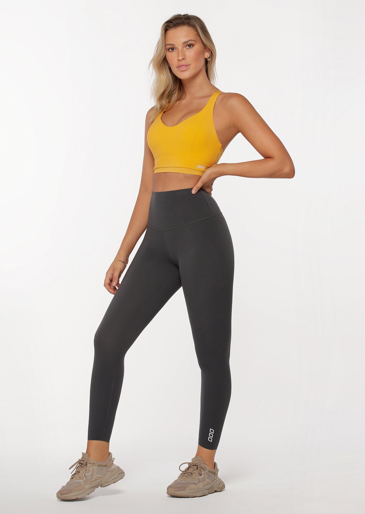 Lorna Jane Hi-Fold Lotus Ankle Biter Leggings - Titanium