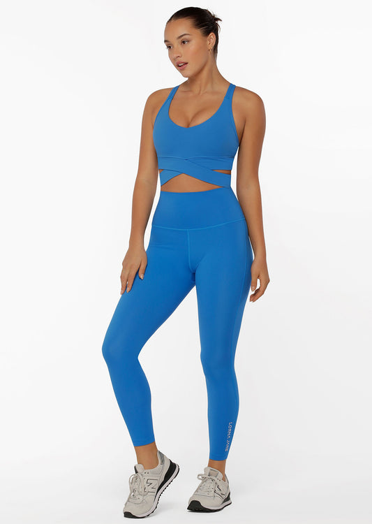 Lorna Jane Hi-Fold Lotus No Chafe Ankle Biter Leggings - Cornflower