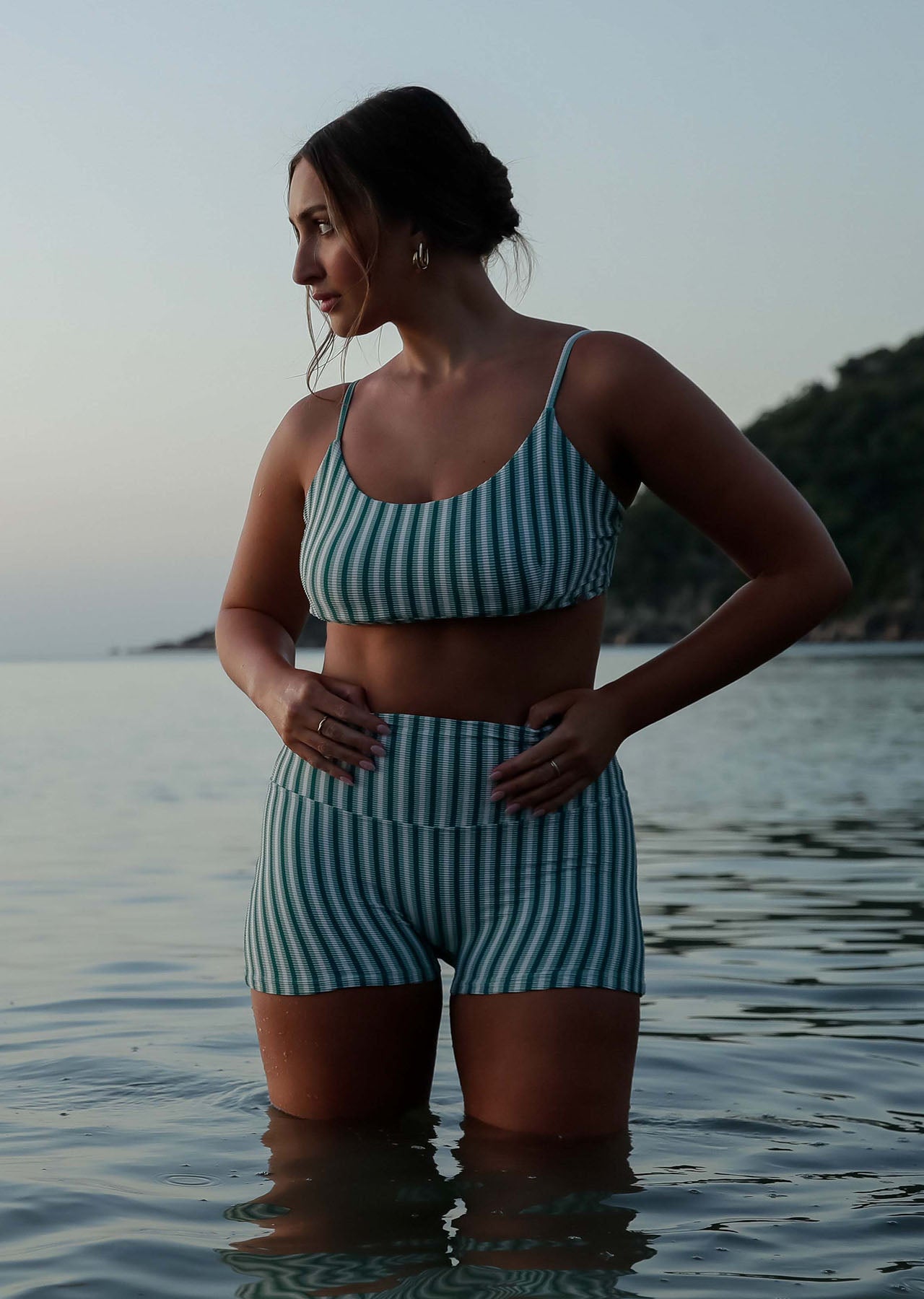 Lorna Jane Tidal Wave Recycled Swim Shorts - Tidal Wave Stripe