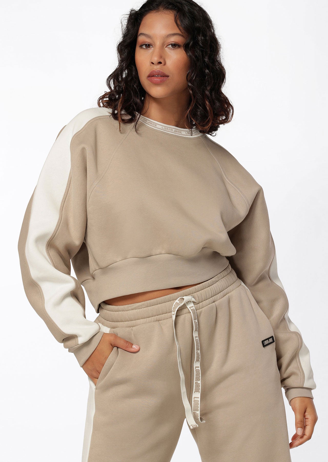 Lorna Jane Serene Fleece Crop Jumper - Off-White