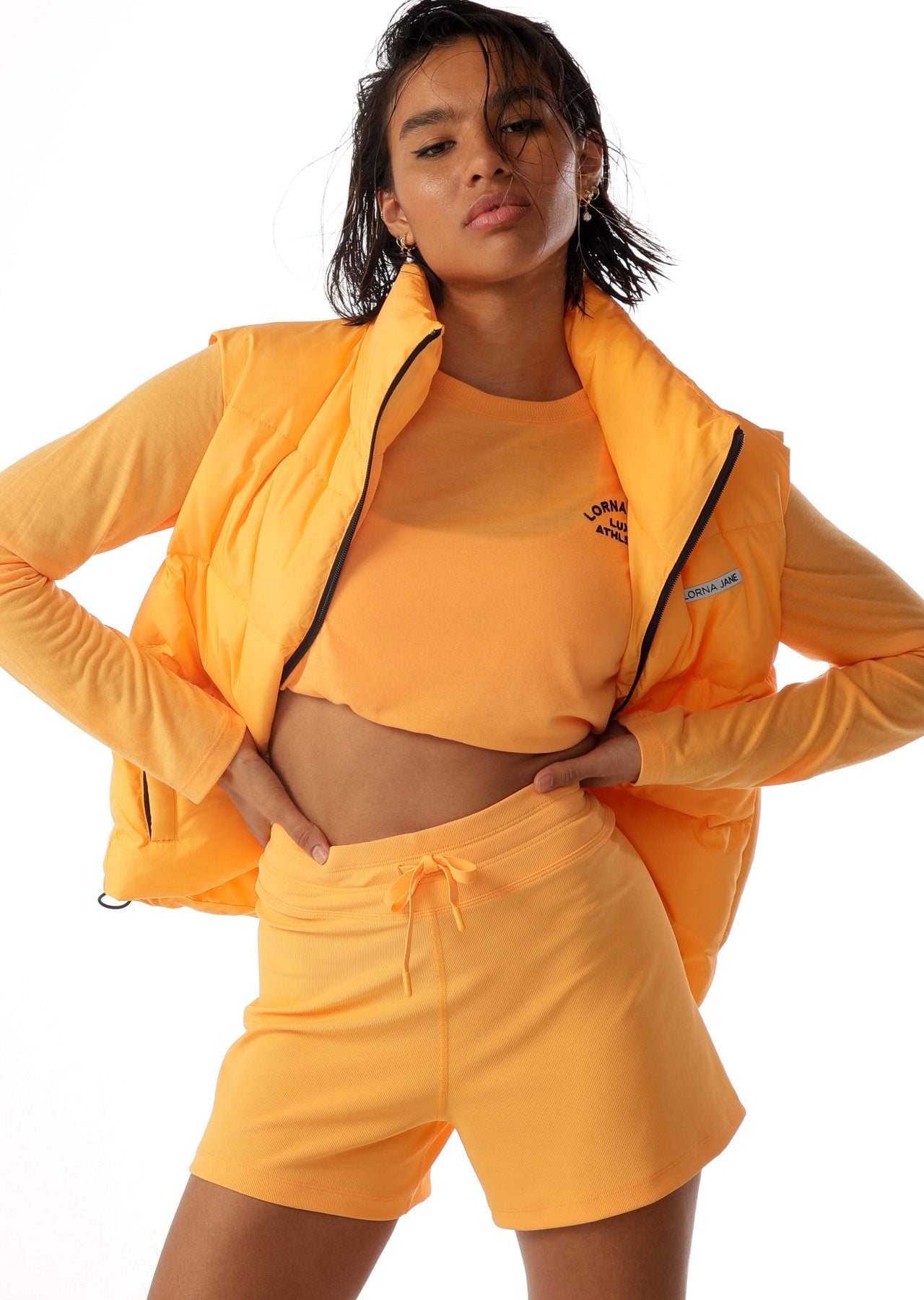 Lorna Jane Flex Active Rib Kick Shorts - Mango Sorbet
