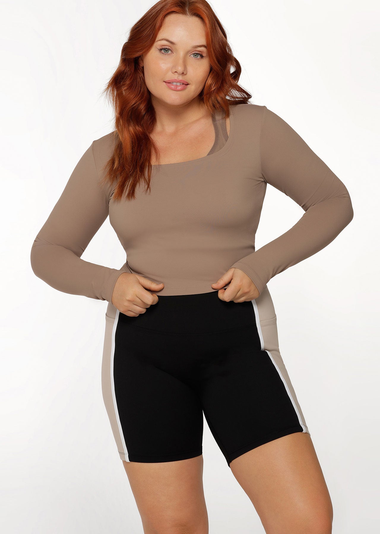 Lorna Jane Lifted Active Cropped Long Sleeve Top - Bone