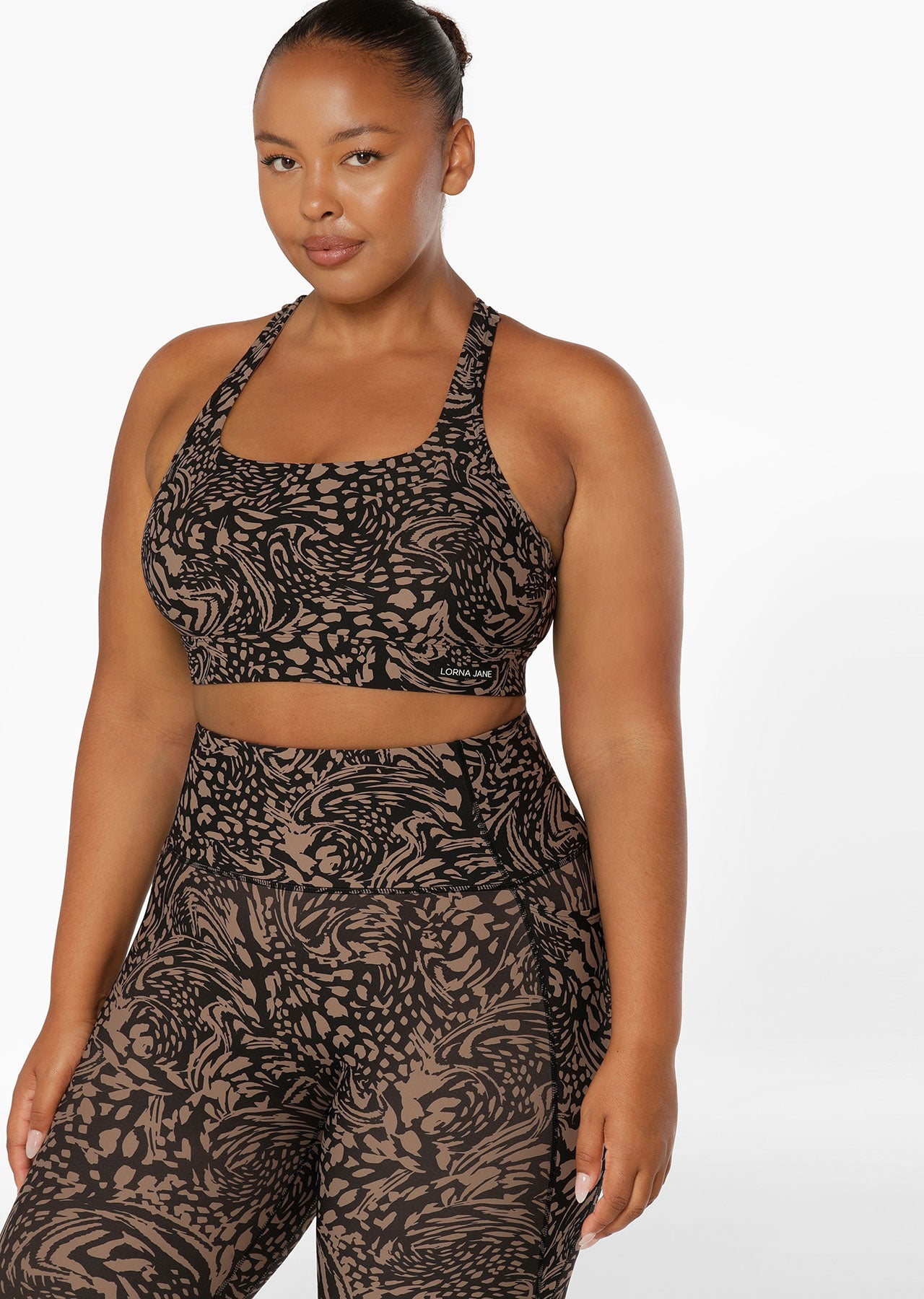 Lorna Jane Oasis Sports Bra - Neutral Abstract Print