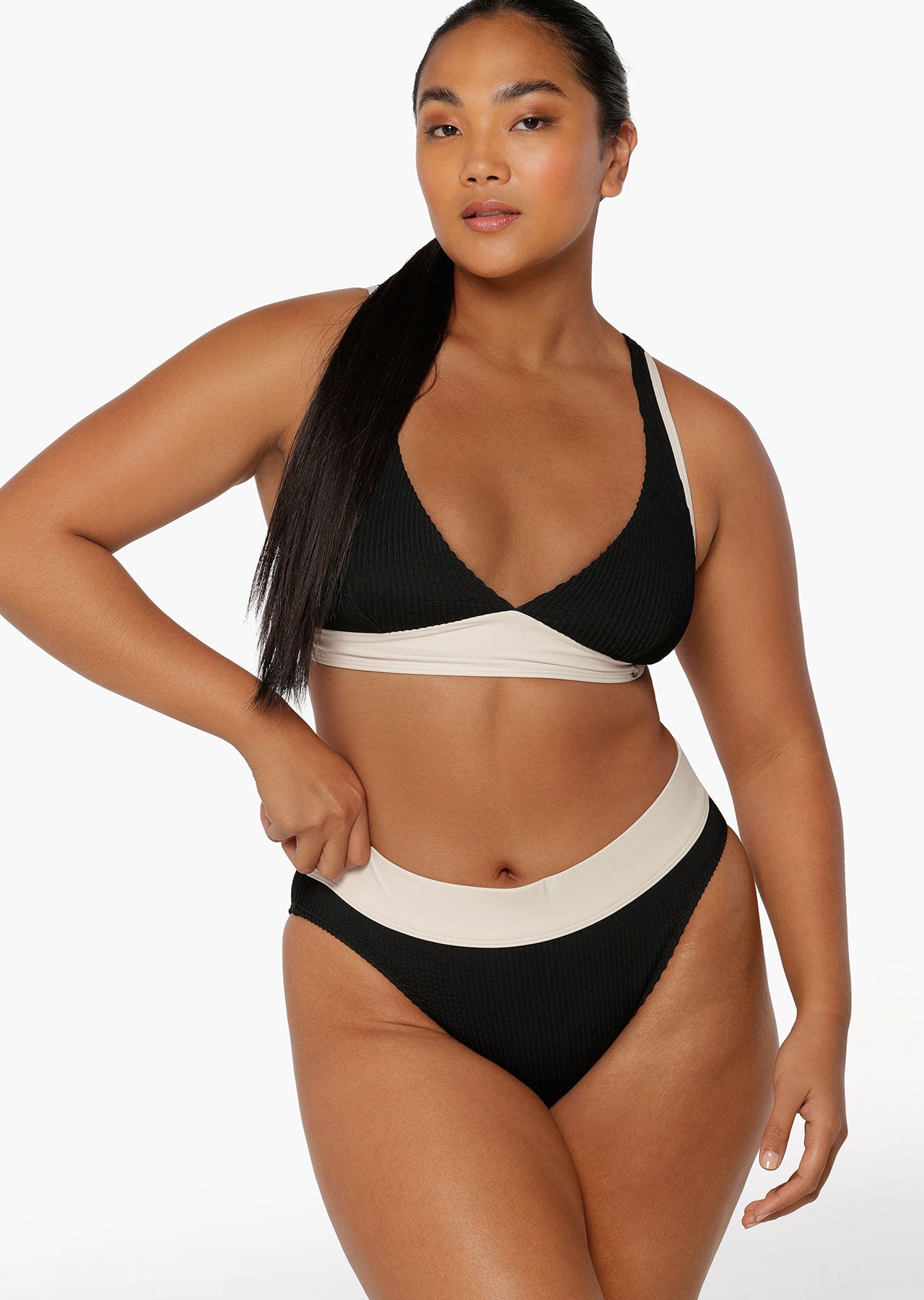 Lorna Jane Relaxation Crimped Swim Bra - Black