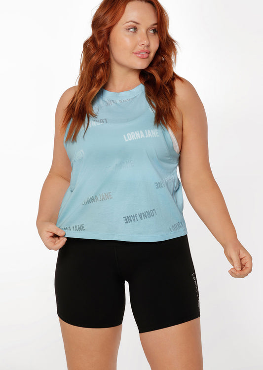 Lorna Jane Burnout Tank - Blue Sky