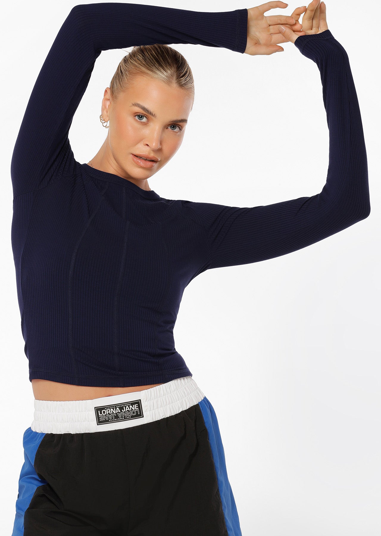 Lorna Jane Striking Active Rib Long Sleeve Top - French Navy