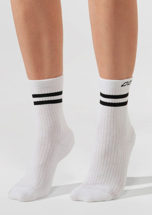 Lorna Jane LJ Retro Crew Socks - White/Black