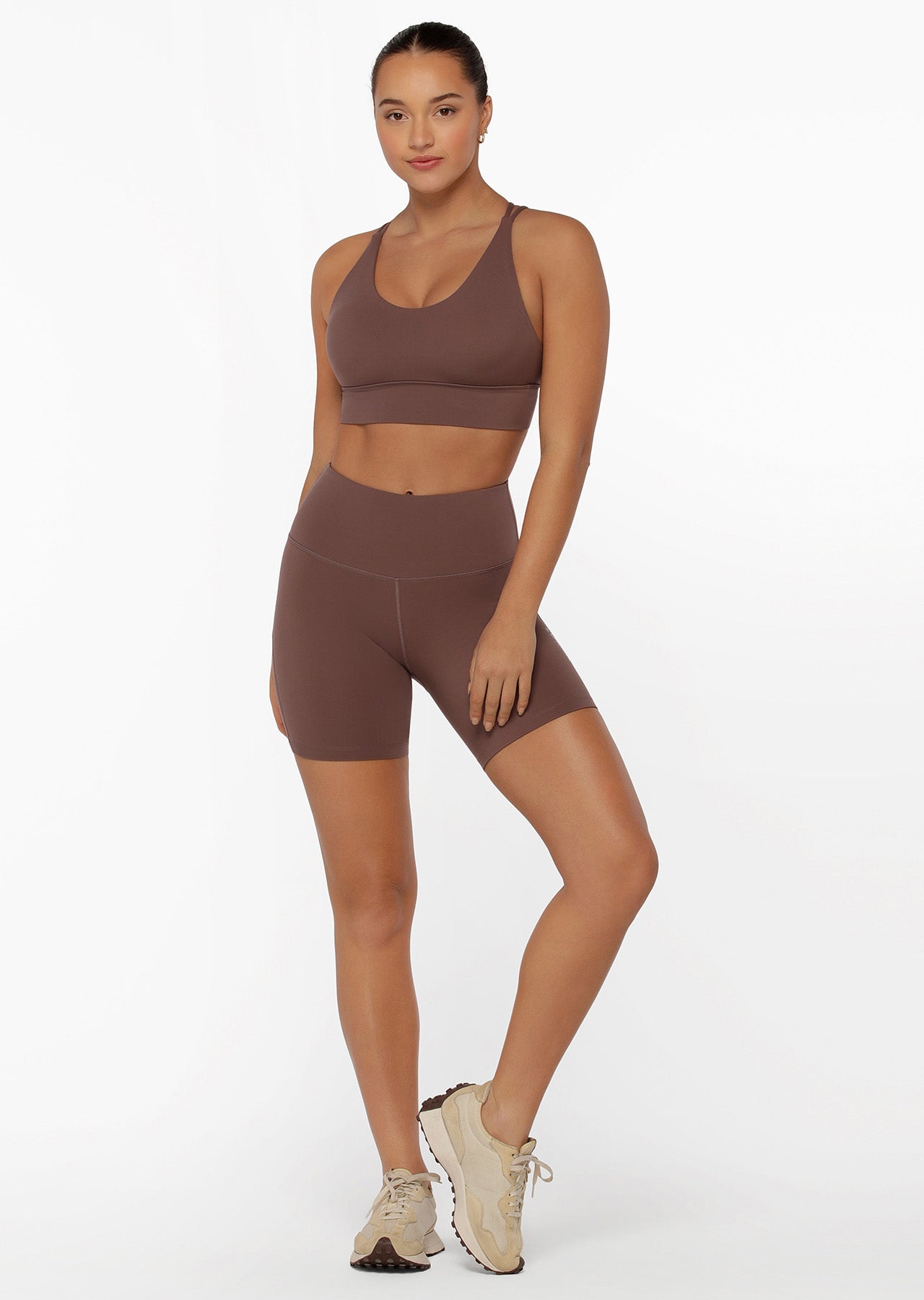 Lorna Jane Lotus No Chafe 16cm Bike Shorts - Stone