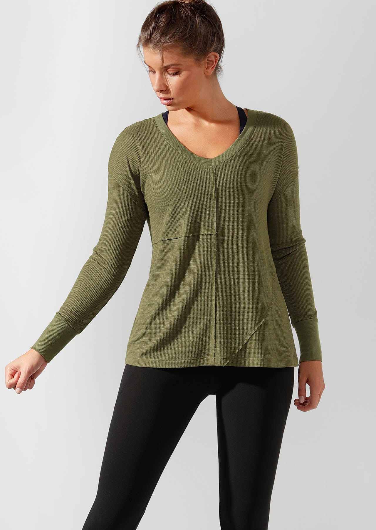 Lorna Jane Lounge Long Sleve Top - Pale Olive