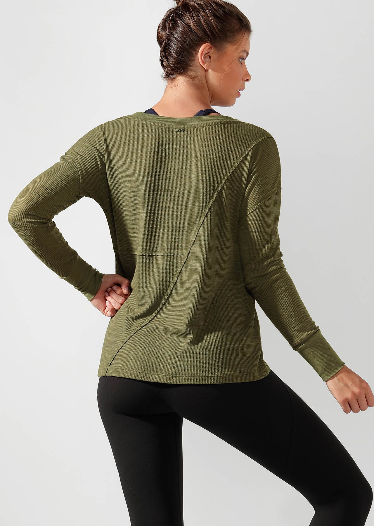 Lorna Jane Lounge Long Sleve Top - Pale Olive
