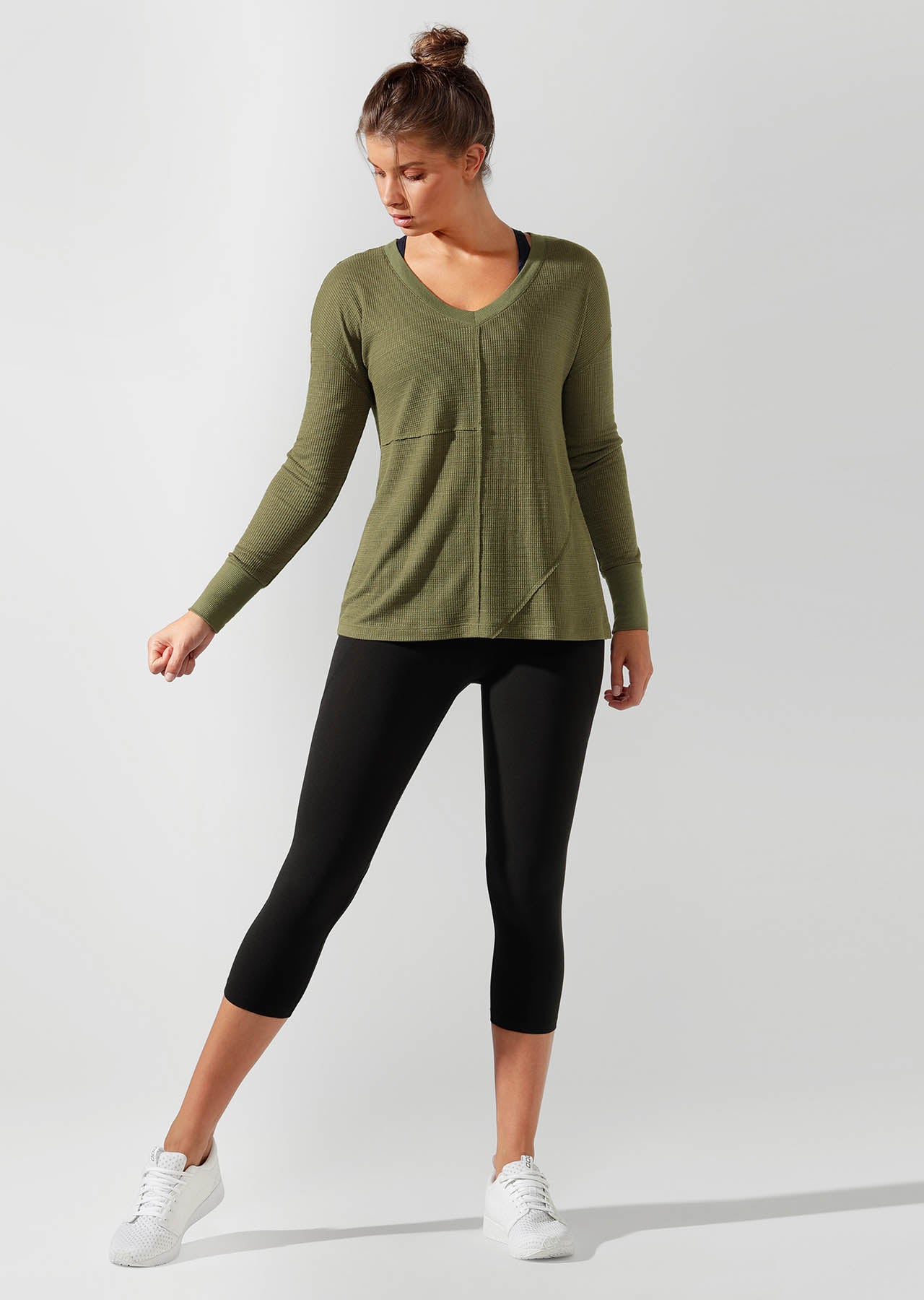 Lorna Jane Lounge Long Sleve Top - Pale Olive