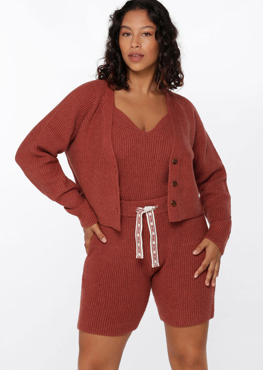 Lorna Jane Merino Blend Knit Cardi - Spice