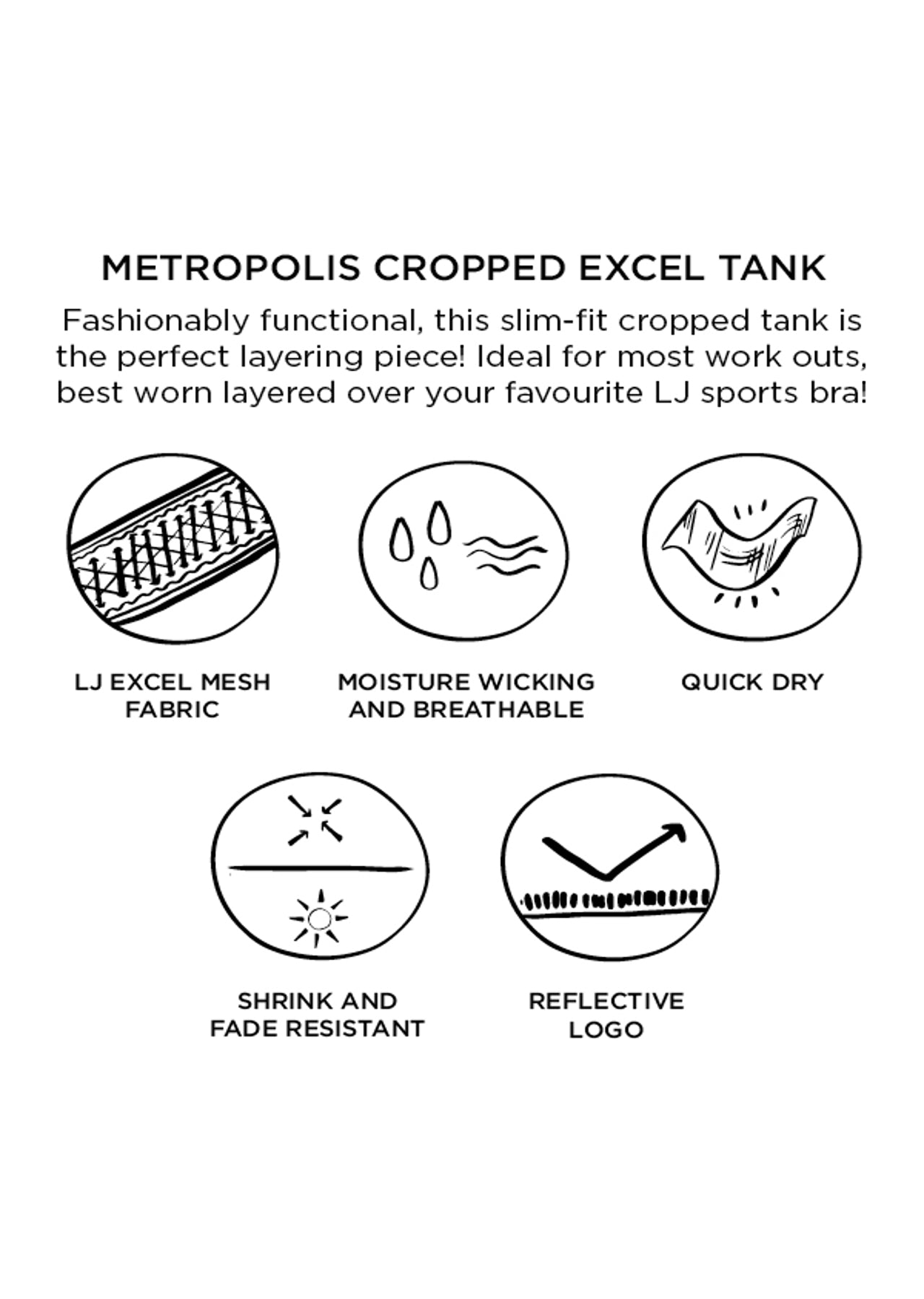Lorna Jane Metropolis Cropped Excel Tank - White