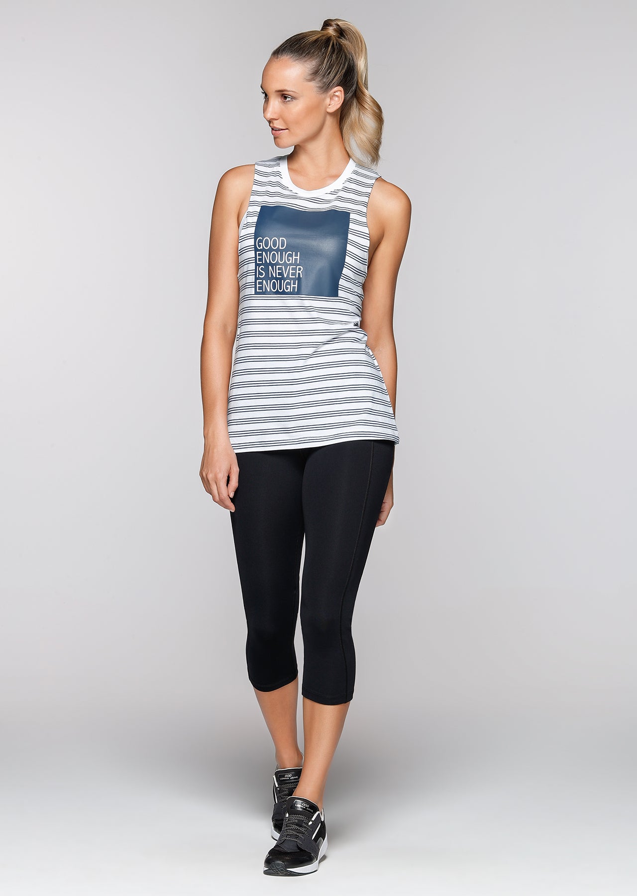 Lorna Jane Never Enough Tank - White/Ash Blue
