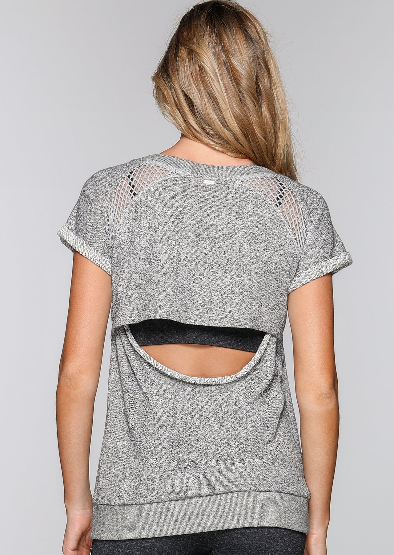 Lorna Jane Palm Springs Sweat S/Slv Top - Grey Marl