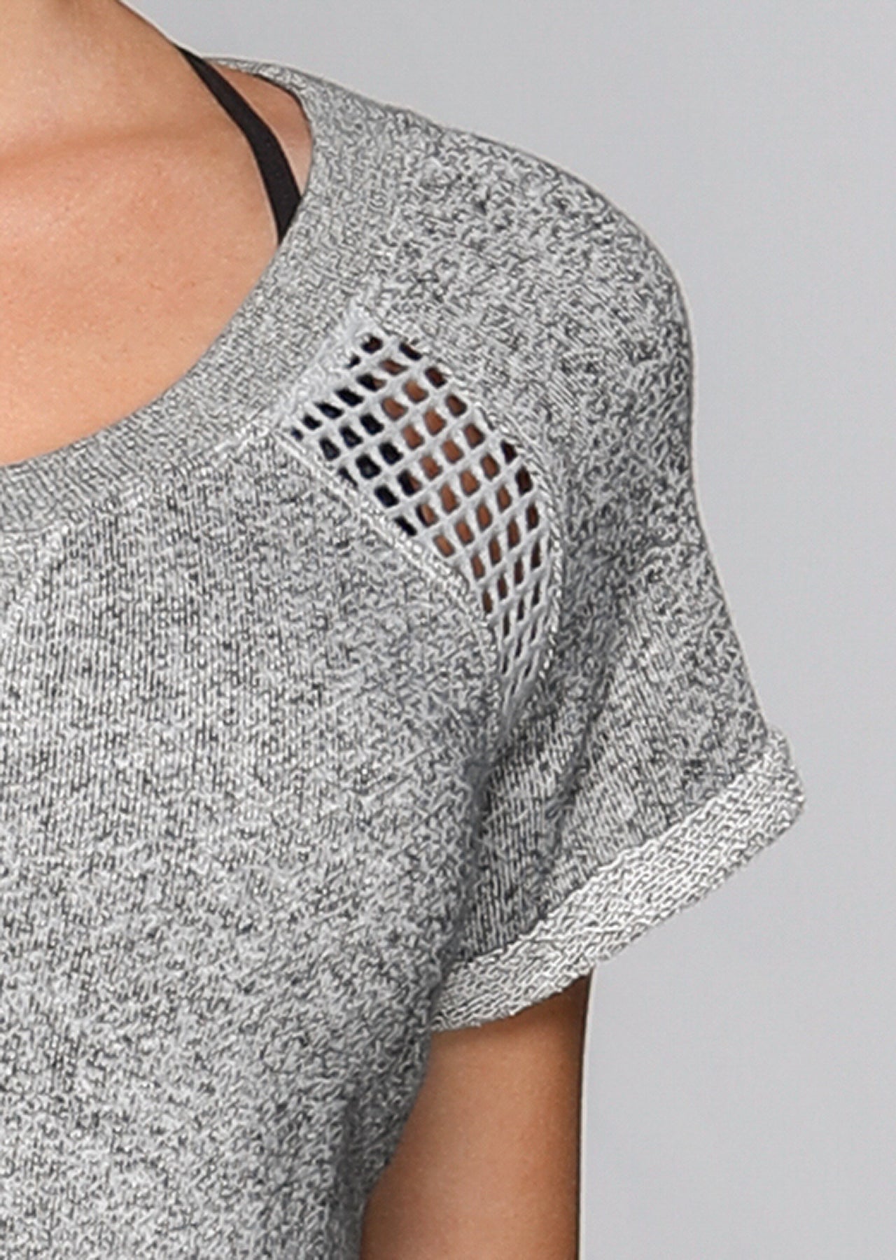 Lorna Jane Palm Springs Sweat S/Slv Top - Grey Marl