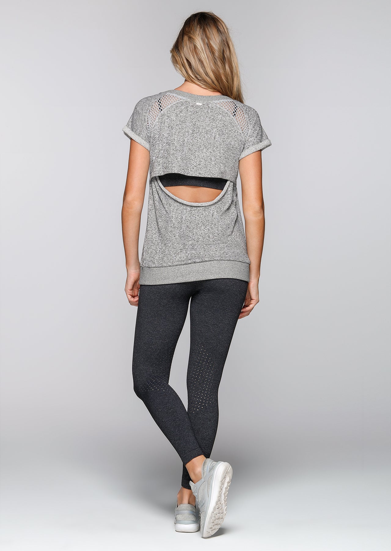 Lorna Jane Palm Springs Sweat S/Slv Top - Grey Marl