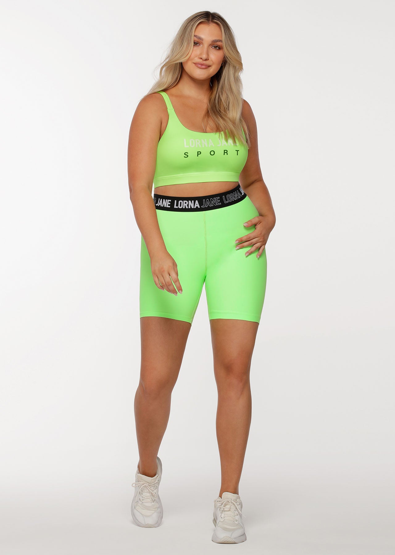 Lorna Jane Rally Bike Shorts - Dark Sunbleached Lime
