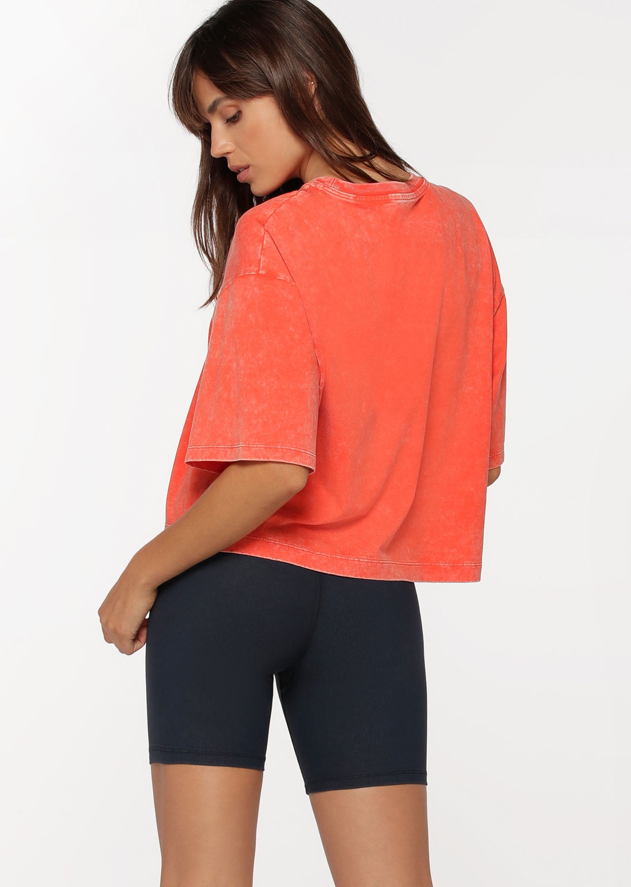 Lorna Jane Retro Classic Cropped Tee - Washed Chilli