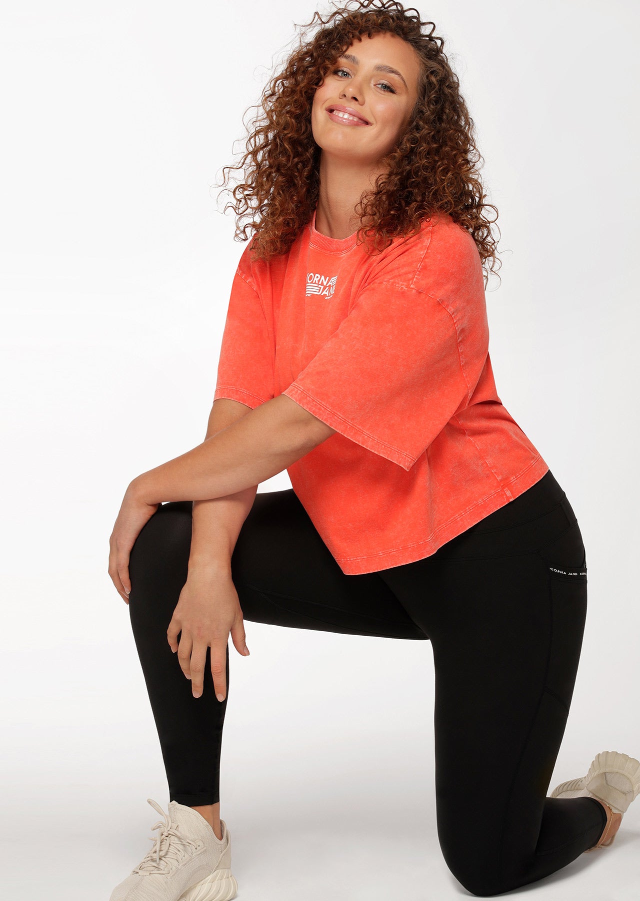 Lorna Jane Retro Classic Cropped Tee - Washed Chilli