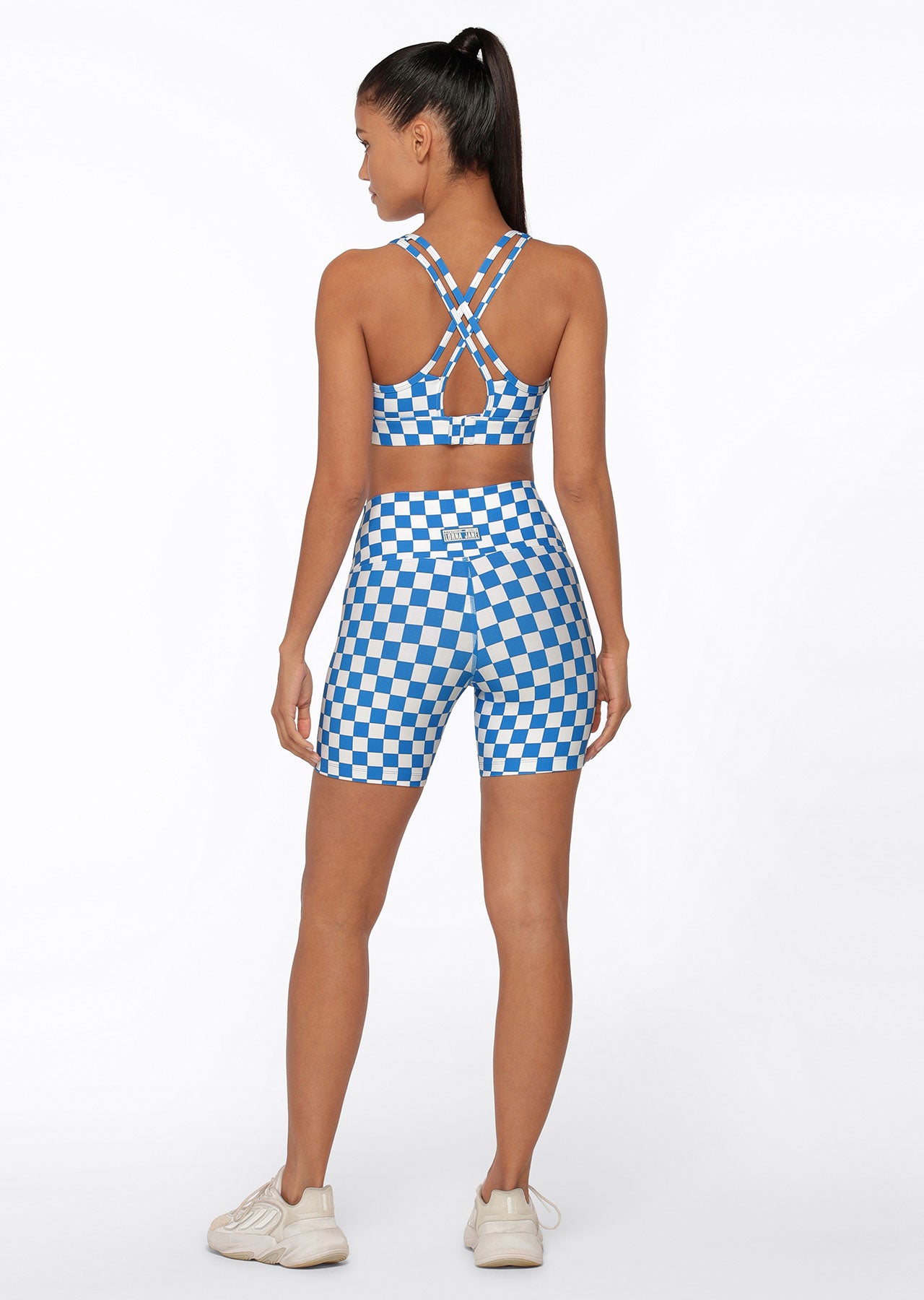Lorna Jane Speedway Excel Bike Shorts - Cornflower Checkerboard Print