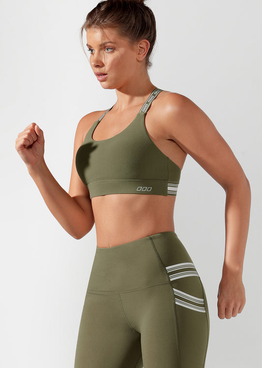 Lorna Jane Stop The Drop Sports Bra - Pale Olive