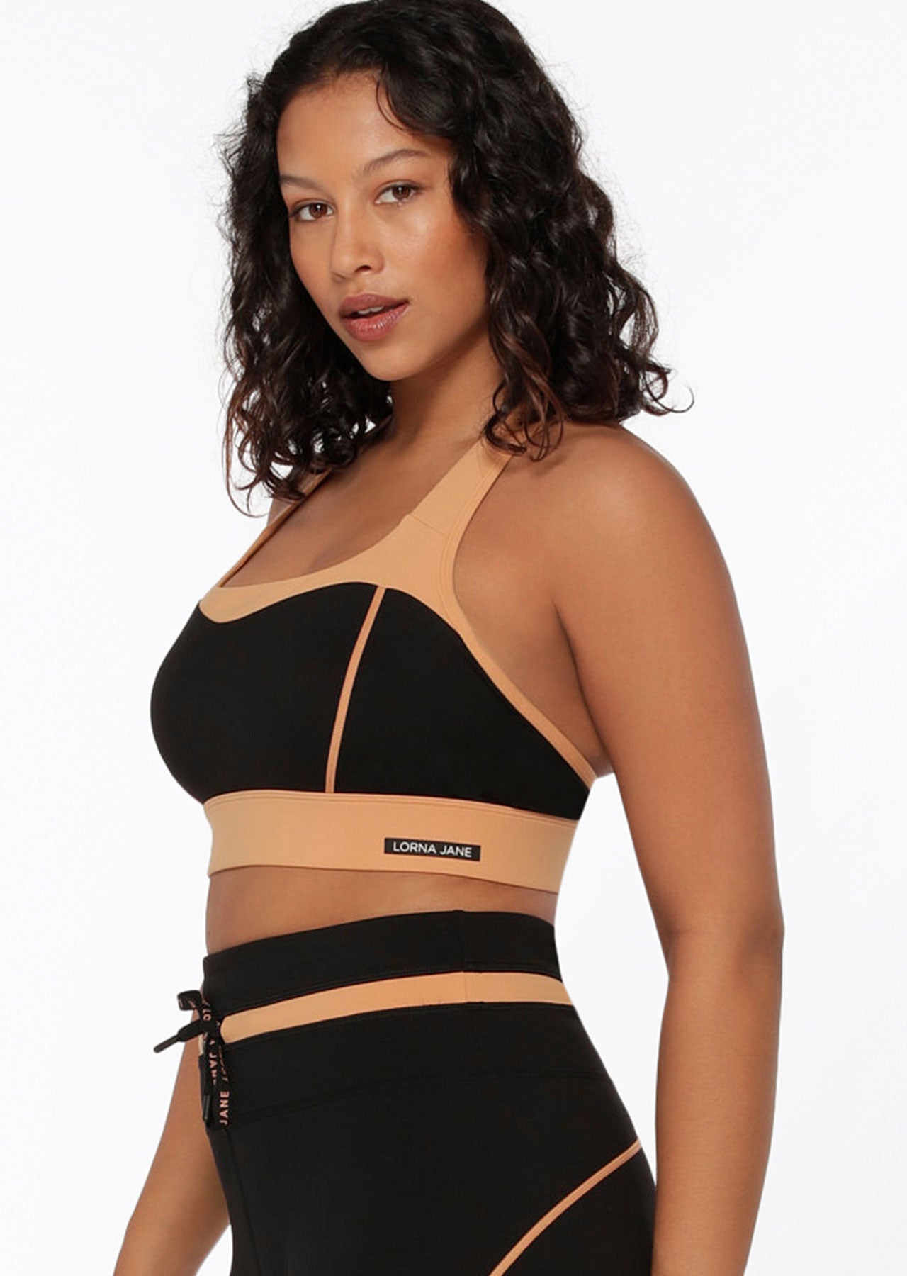 Lorna Jane Summit Support Contrast Sports Bra - Black Toffee