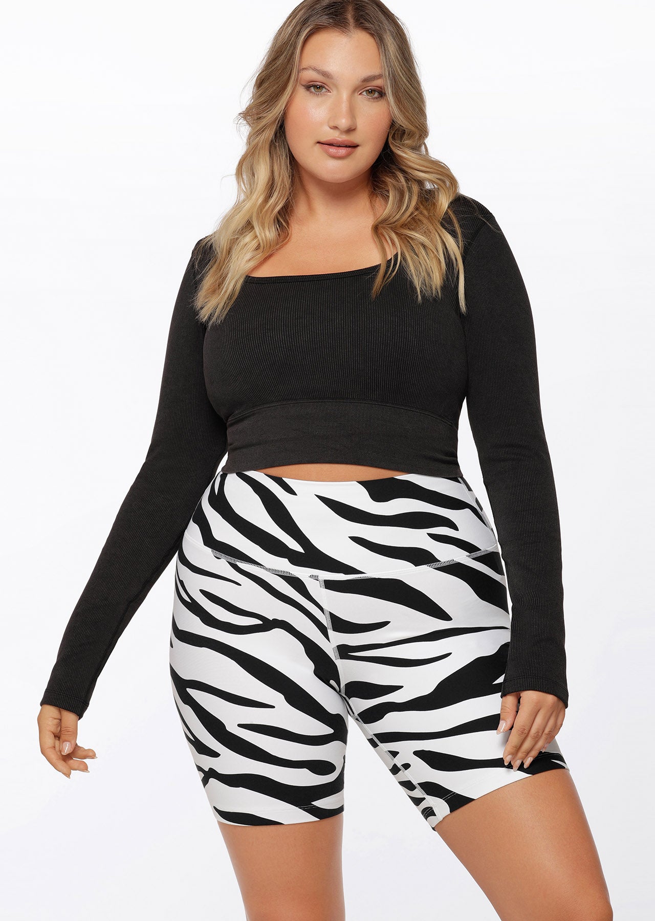 Lorna Jane Tempo Ribbed Seamless Long Sleeve Top - Washed Black