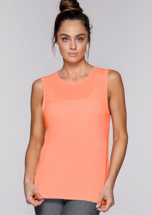 Lorna Jane Valencia Excel Tank - Neon Peach Melba