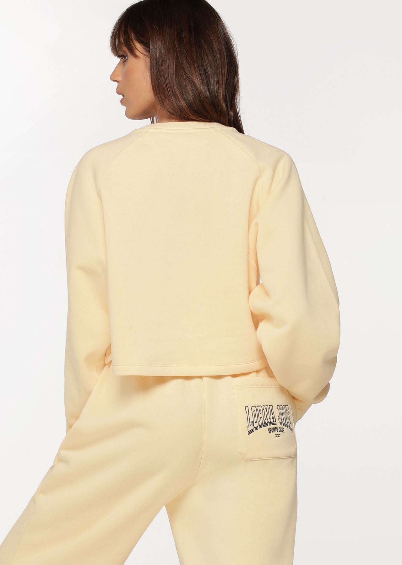 Lorna Jane Varsity Active Crop Sweat - Buttermilk