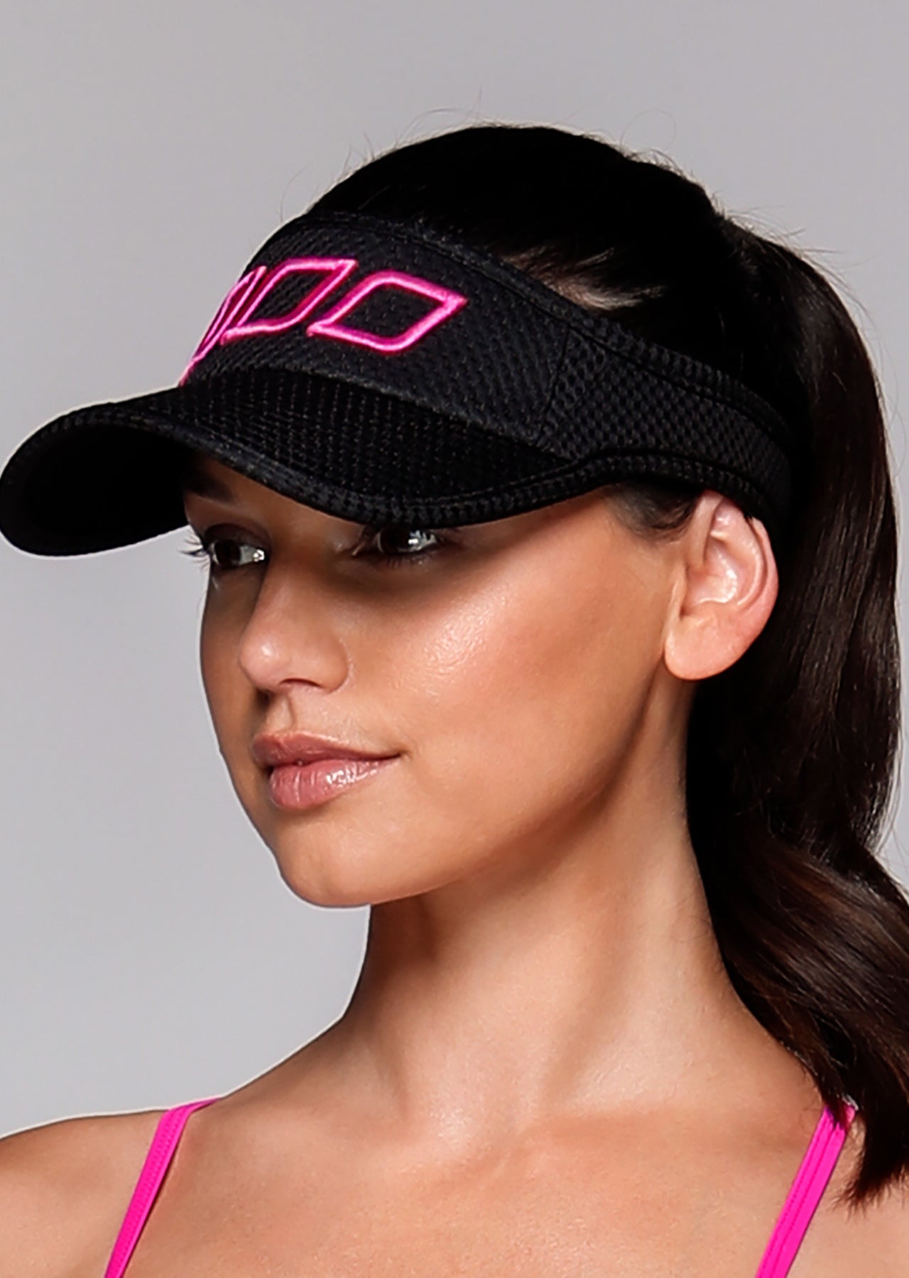 Lorna Jane Ventilation Visor - Black/Hot Flamingo