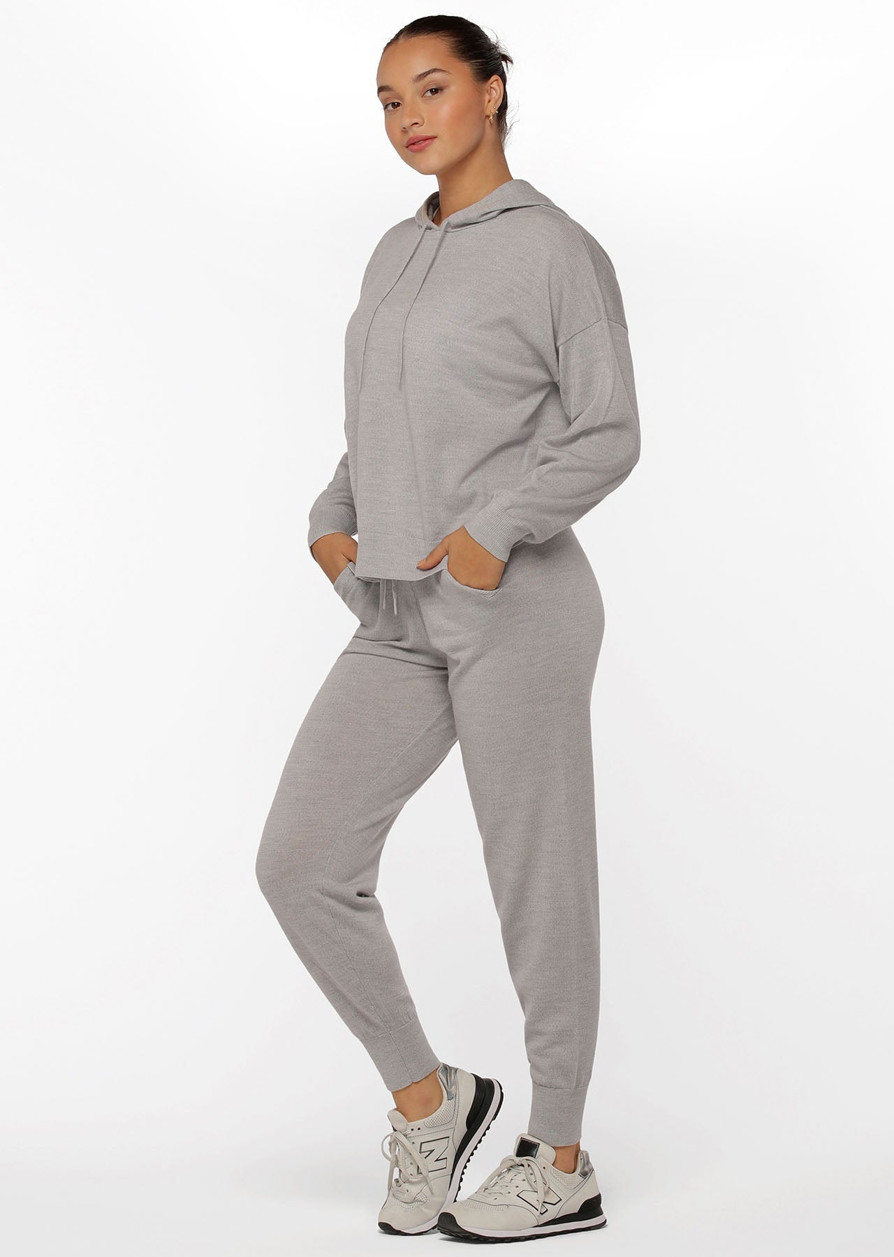 Lorna Jane Wellness Wool Trackpants - Light Grey Marl