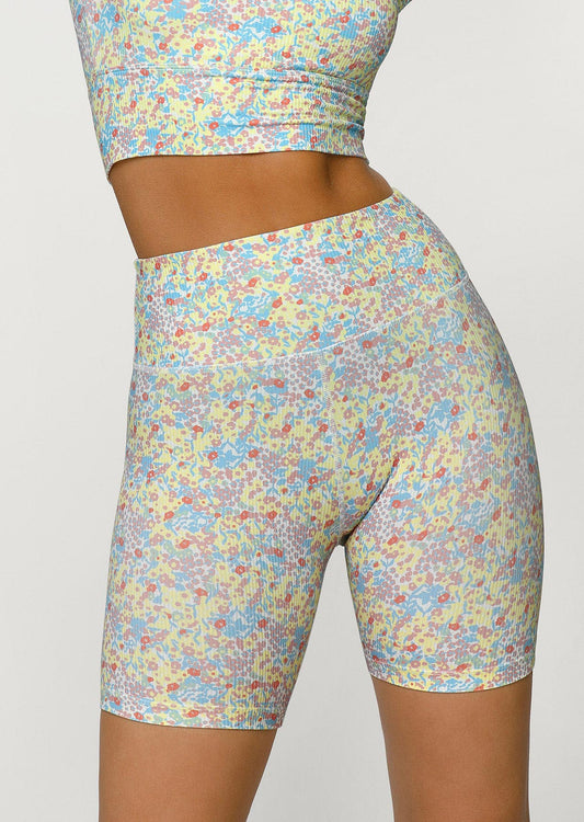 Lorna Jane Wildflower Rib Bike Shorts - Wildflower Print
