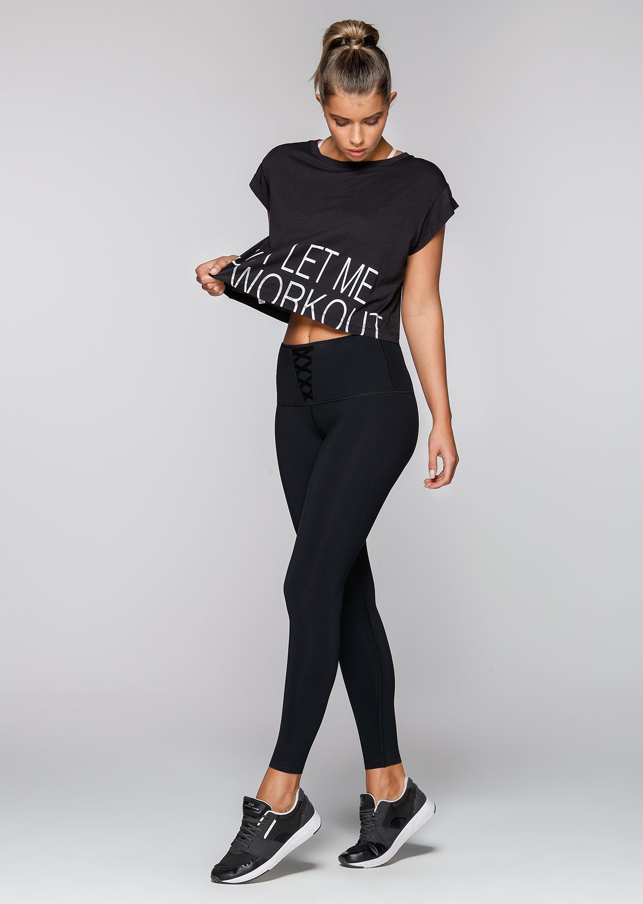 Lorna Jane Workout Cropped Tee - Black