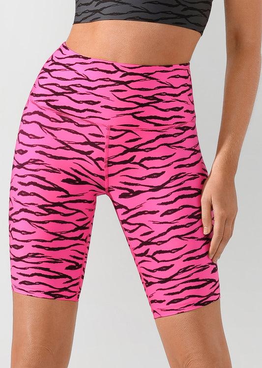 Lorna Jane Zebra Bike Shorts - Rosa Shocking/Zebra Print