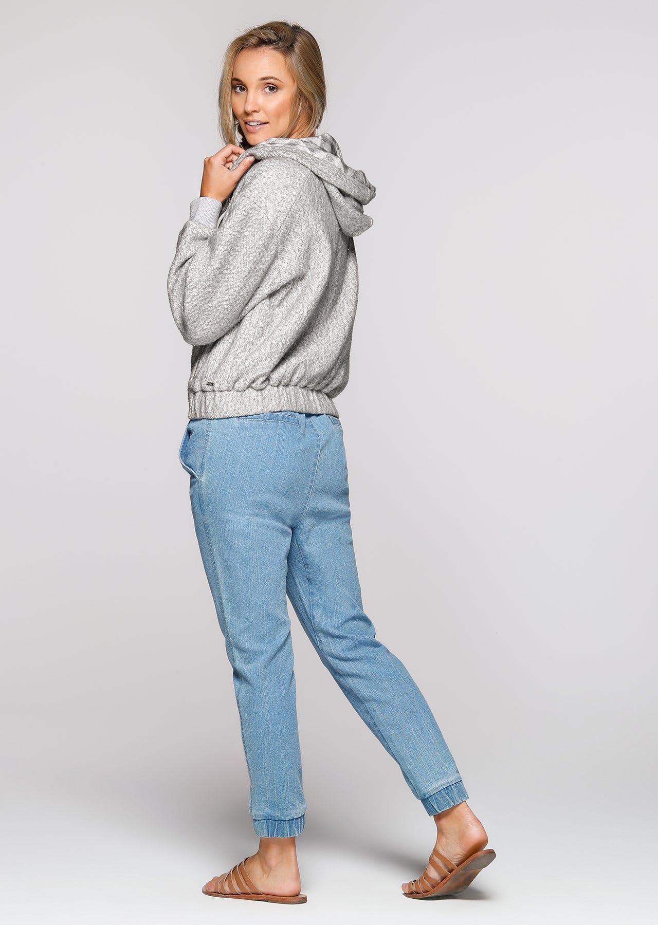 Lorna Jane Zoe Fleece Bomber Jacket - Light Grey Marl